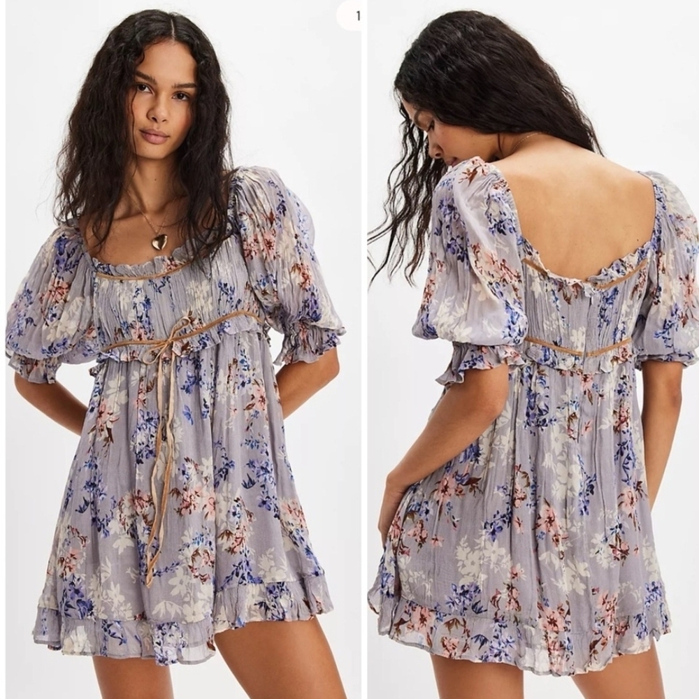 Free People Marney Floral Mini Dress M NWT
